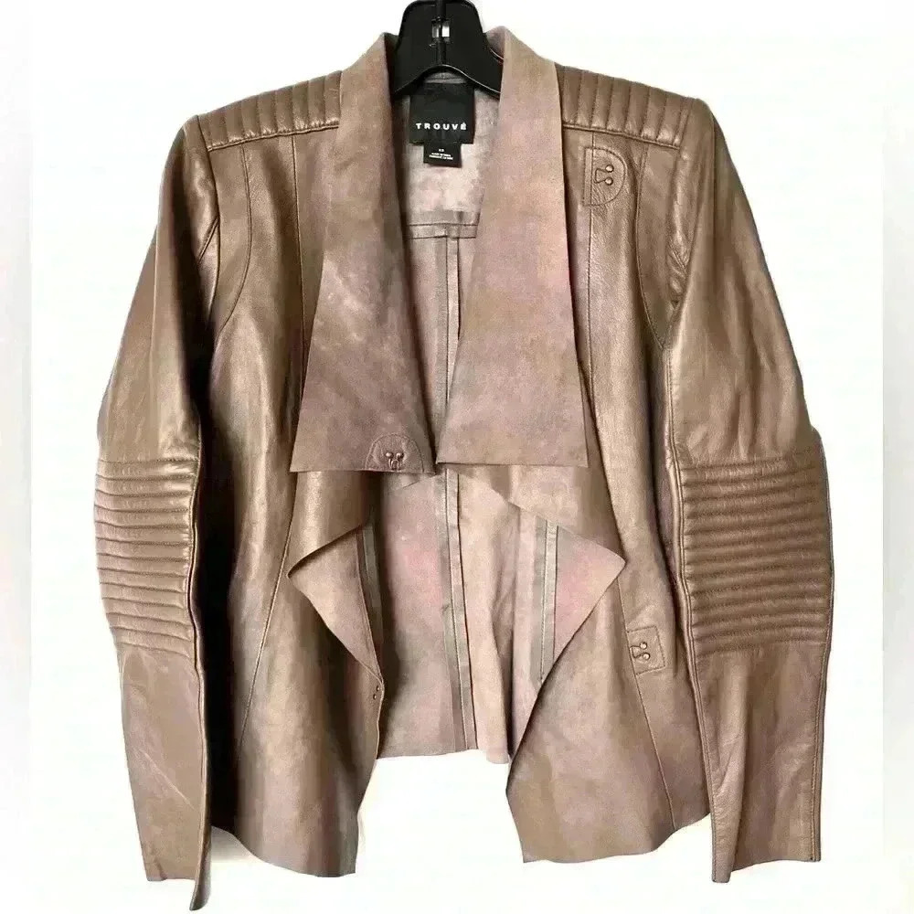 NWT! Trouvé Leather Taupe Dusk Leather Jacket